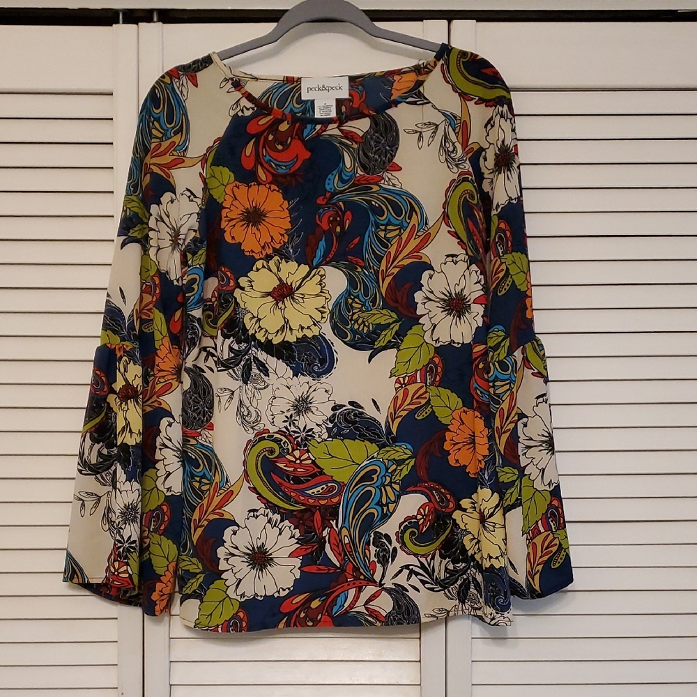 Peck&Peck Paisley & Floral Print Top, Size Medium